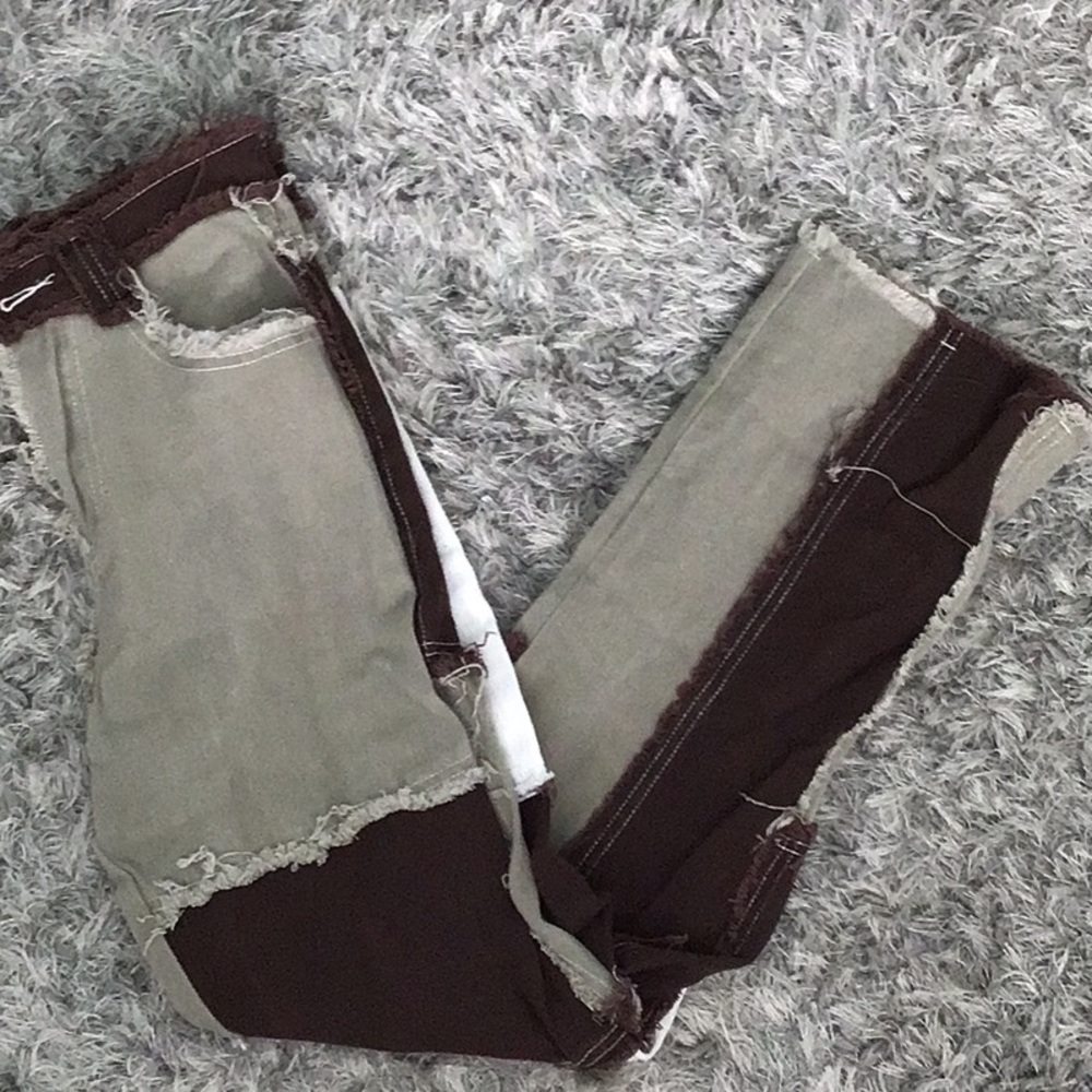 Brown cream and Sage straight leg pants